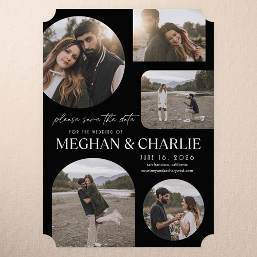 Unique Framing Save The Date, Black, 5x7 Flat, Pearl Shimmer Cardstock, Ticket