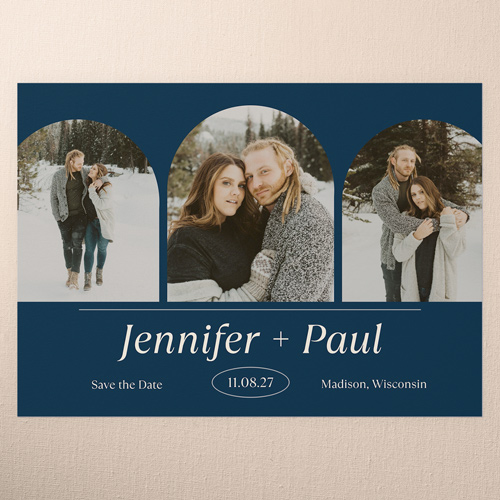 Charming Arches Save The Date, Blue, 5x7 Flat, Write Your Own, Standard Smooth Cardstock, Square, Feather