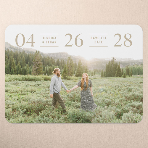 Big Day Spotlight Save The Date, Beige, 5x7 Flat, Write Your Own, Pearl Shimmer Cardstock, Rounded, Rye