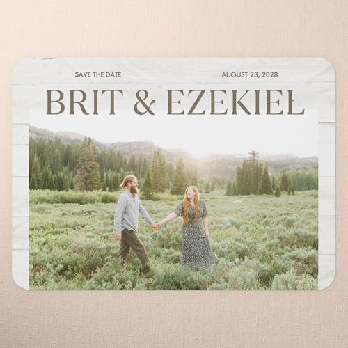 Rustic Union Save The Date, White, 5x7 Flat, Write Your Own, Pearl Shimmer Cardstock, Rounded, White