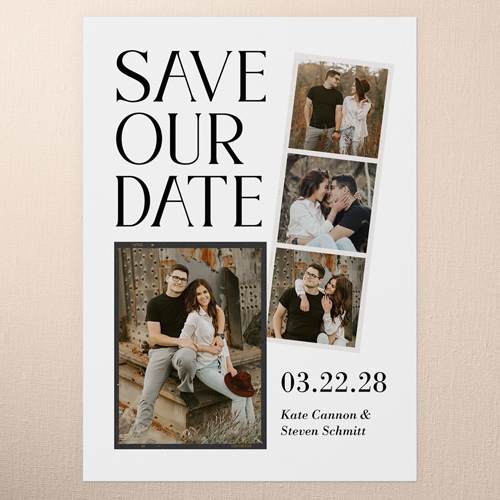 Graceful Film Save The Date, White, 5x7 Flat, Pearl Shimmer Cardstock, Square