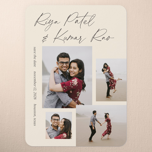 Heartfelt Bond Save The Date, Beige, 5x7 Flat, 100% Recycled Cardstock , Rounded, Apricot Mousse