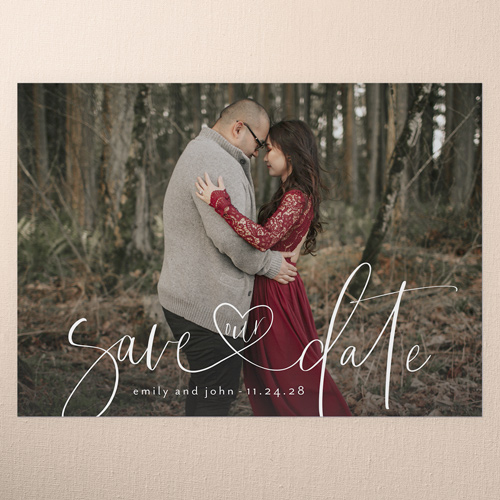 Hearts Entwined Save The Date, White, 5x7 Flat, Standard Smooth Cardstock, Square