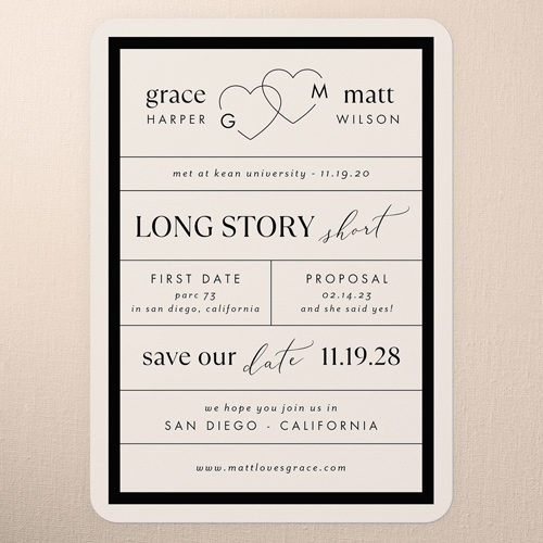 Marriage Tale Save The Date, Pink, 5x7 Flat, 100% Recycled Cardstock ?, Rounded