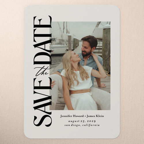 Dockside Moment Save The Date, Black, 5x7 Flat, Pearl Shimmer Cardstock, Rounded, Black