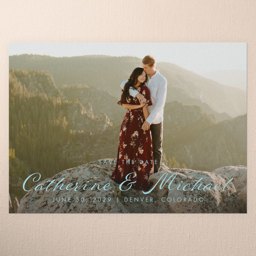 Modern Romance Save The Date, Blue, 5x7 Flat, Luxe Double-Thick Cardstock, Square, Spa