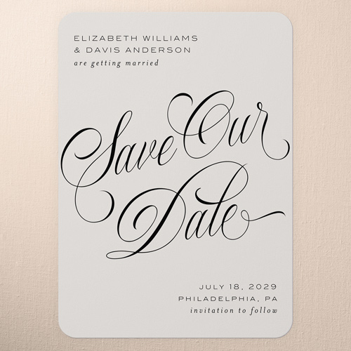 Elegantly Invited Save The Date, Beige, 5x7 Flat, Matte, Signature Smooth Cardstock, Rounded, Nude
