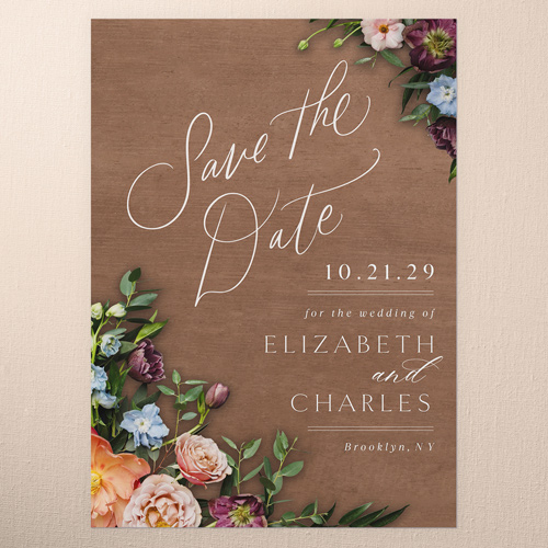Stunning Corners Save The Date, Brown, 5x7 Flat, Pearl Shimmer Cardstock, Square, Brown