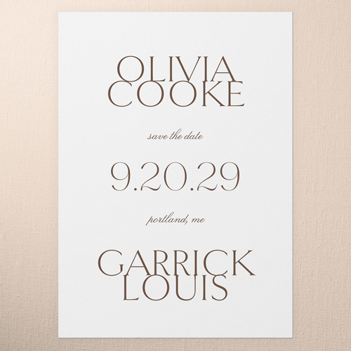 Timeless Layout Save The Date, White, 5x7 Flat, Standard Smooth Cardstock, Square, White