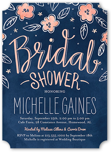 Sweet Blooming Bride Bridal Shower Invitation, Pink, Pearl Shimmer Cardstock, Ticket