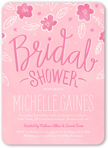 Sweet Blooming Bride Bridal Shower Invitation, Pink, Standard Smooth Cardstock, Rounded