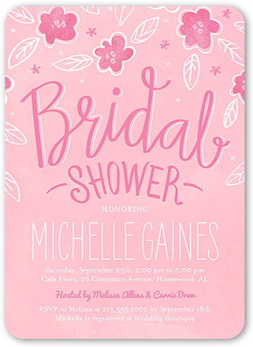 Sweet Blooming Bride Bridal Shower Invitation, Pink, 100% Recycled Cardstock , Rounded