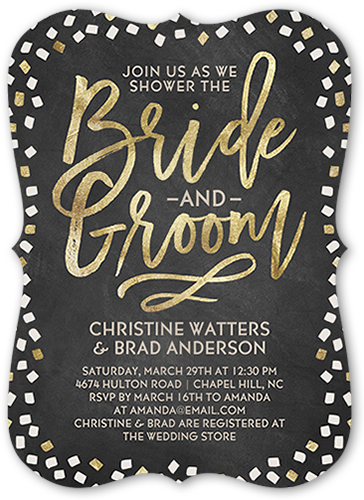 Sweetest Couple Bridal Shower Invitation, Grey, White, Pearl Shimmer Cardstock, Bracket