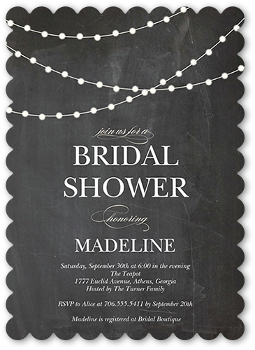 Hanging Lights Bridal Shower Invitation, Grey, Matte, Signature Smooth Cardstock, Scallop