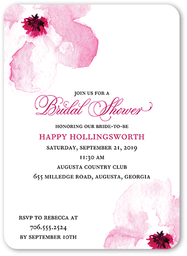Floral Gallery Bridal Shower Invitation, Pink, 5x7, Pearl Shimmer Cardstock, Rounded