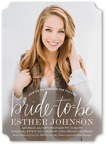 The Bride to Be Bridal Shower Invitation, White, 5x7 Flat, Pearl Shimmer Cardstock, Ticket