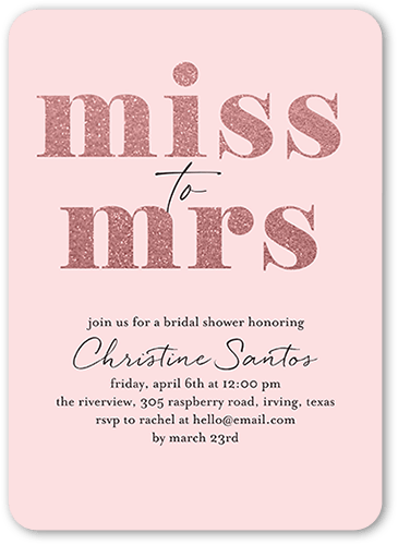 One To The Other Bridal Shower Invitation, Pink, 5x7 Flat, Matte, Signature Smooth Cardstock, Rounded