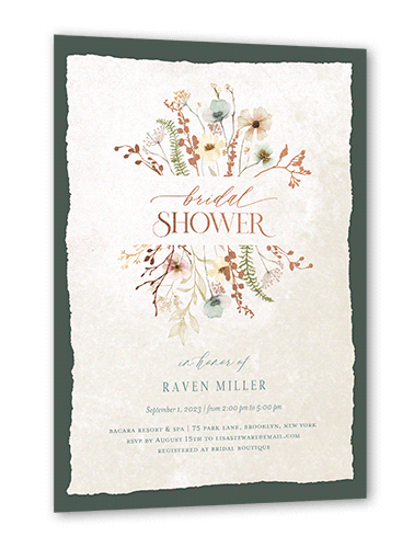 Wild Greenery Bridal Shower Invitation, Square Corners