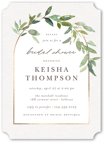 Wreathed Archway Bridal Shower Invitation, Beige, 5x7 Flat, Matte, Signature Smooth Cardstock, Ticket