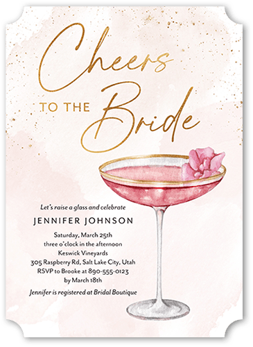 Cheers To The Bride 5x7 Stationery Card By Yours Truly Shutterfly 7263