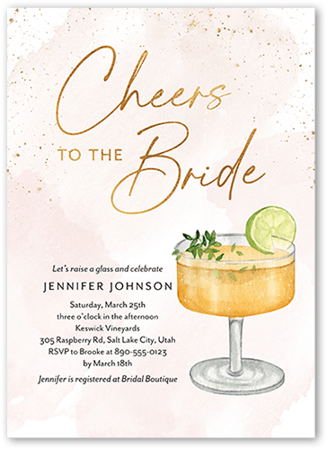Cheers To The Bride Bridal Shower Invitation, Orange, 5x7 Flat, Matte, Signature Smooth Cardstock, Square, Citrus