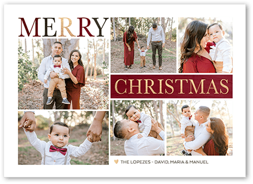 Elegant Gallery Holiday Card, Red, 5x7 Flat, Christmas, Matte, Signature Smooth Cardstock, Square