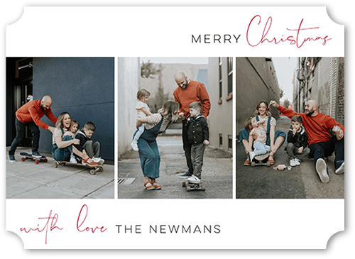 Casual Script Holiday Card, White, 5x7 Flat, Christmas, 100% Recycled Cardstock , Ticket