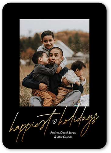Happiest Feeling Holiday Card, Black, 5x7 Flat, Holiday, Matte, Signature Smooth Cardstock, Rounded, White