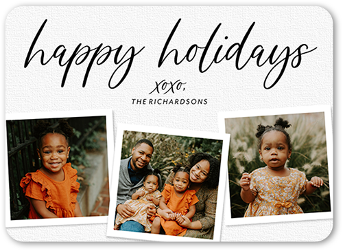 Lustrous Linen Holiday Card, none, White, 5x7 Flat, Holiday, Standard Smooth Cardstock, Rounded