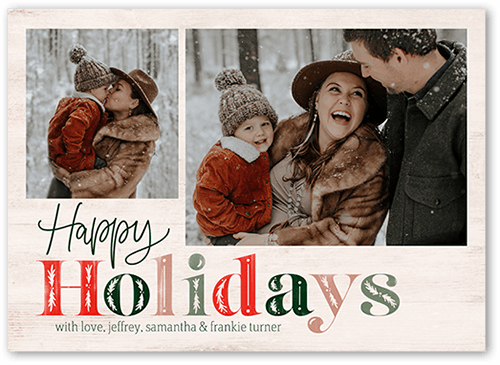 Holly Type Holiday Card, Beige, 5x7 Flat, Holiday, 100% Recycled Cardstock , Square