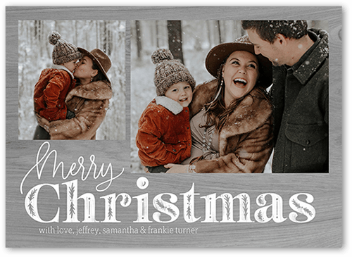 Holly Type Holiday Card, Grey, 5x7 Flat, Christmas, Pearl Shimmer Cardstock, Square