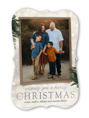 Shiny Bokeh Holiday Card, Silver Foil, Beige, 5x7, Christmas, Matte, Signature Smooth Cardstock, Bracket
