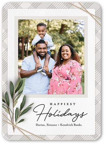 Twined Stems Holiday Card, Gray, none, 5x7 Flat, Holiday, Matte, Signature Smooth Cardstock, Rounded, Gray