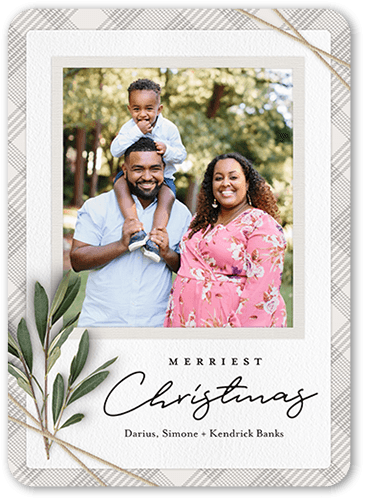 Twined Stems Holiday Card, Gray, none, 5x7 Flat, Christmas, Pearl Shimmer Cardstock, Rounded, Gray