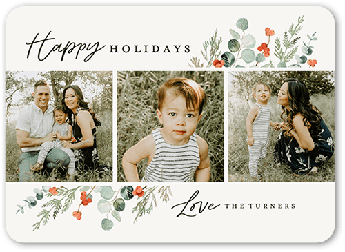Winter Wildflowers Holiday Card, Beige, none, 5x7 Flat, Holiday, Matte, Signature Smooth Cardstock, Rounded