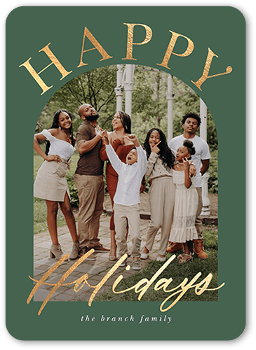 Arched Greetings Holiday Card, Green, 5x7 Flat, Holiday, Matte, Signature Smooth Cardstock, Rounded