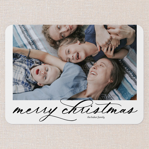 Bold Elegant Type Holiday Card, Blue, 5x7 Flat, Christmas, 100% Recycled Cardstock , Rounded