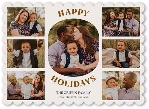 Picture Perfect Season Holiday Card, Beige, 5x7 Flat, Holiday, Pearl Shimmer Cardstock, Scallop