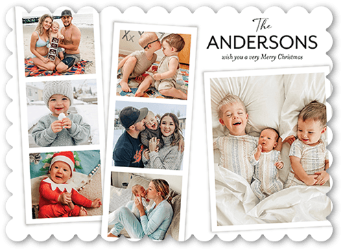 Modern Photo Collage Holiday Card, White, 5x7 Flat, Christmas, Matte, Signature Smooth Cardstock, Scallop