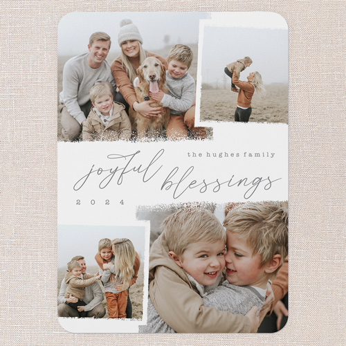 Snowy Scrapbook Holiday Card, White, 5x7 Flat, Religious, Matte, Signature Smooth Cardstock, Rounded