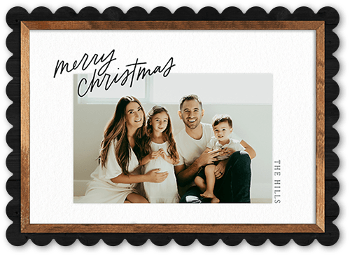 Handwritten Holiday Card, Black, 5x7 Flat, Christmas, Matte, Signature Smooth Cardstock, Scallop