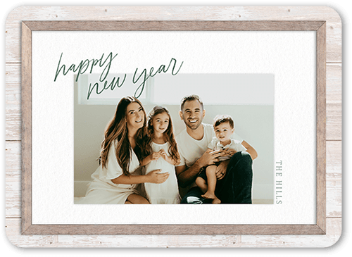 Handwritten Holiday Card, Grey, 5x7 Flat, New Year, Pearl Shimmer Cardstock, Rounded