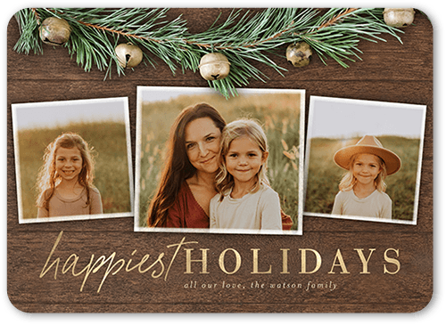 Garland Bells Holiday Card, Brown, 5x7 Flat, Holiday, Matte, Signature Smooth Cardstock, Rounded