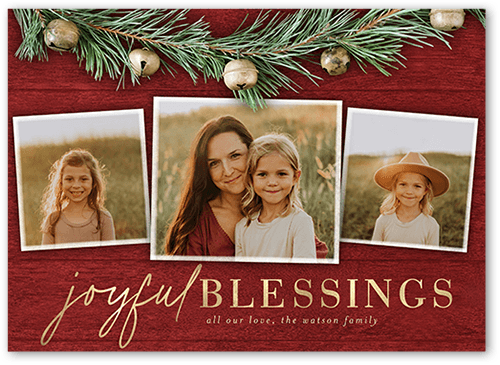 Garland Bells Holiday Card, Red, 5x7 Flat, Religious, Matte, Signature Smooth Cardstock, Square, Marsala