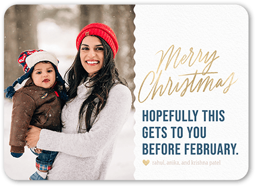 Funny Frame Holiday Card, White, 5x7 Flat, Christmas, 100% Recycled Cardstock , Rounded, White