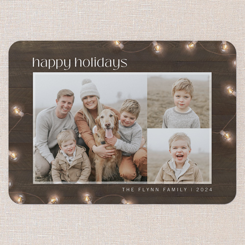 Xmas Lights Holiday Card, Brown, 5x7 Flat, Holiday, Standard Smooth Cardstock, Rounded