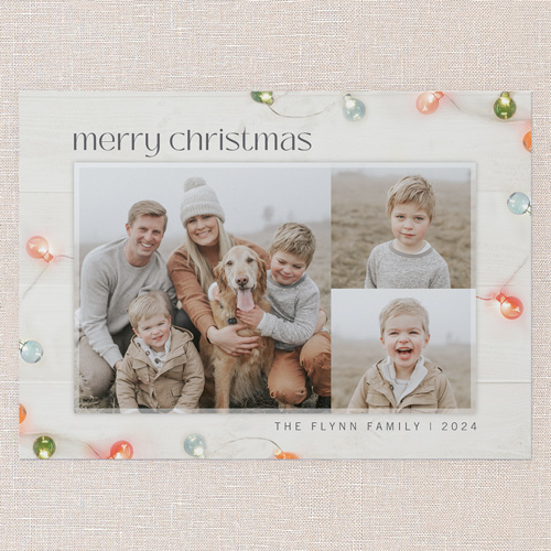 Xmas Lights Holiday Card, White, 5x7 Flat, Christmas, Pearl Shimmer Cardstock, Square