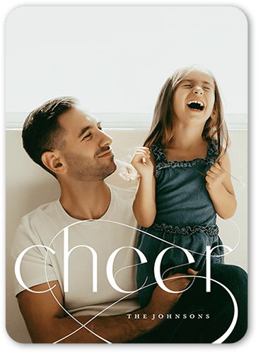 Elegant Swirl Holiday Card, White, 5x7 Flat, New Year, Standard Smooth Cardstock, Rounded, White