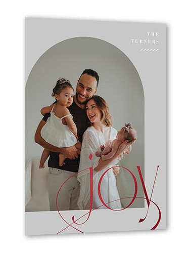 Deco Joy Holiday Card, Grey, Red Foil, 5x7 Flat, Holiday, Matte, Signature Smooth Cardstock, Square, Smoke