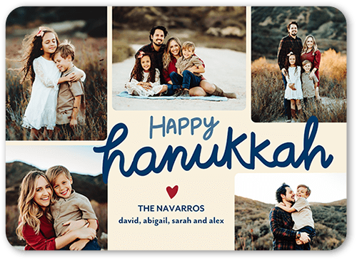 Loving Season Holiday Card, Beige, 5x7 Flat, Hanukkah, Pearl Shimmer Cardstock, Rounded